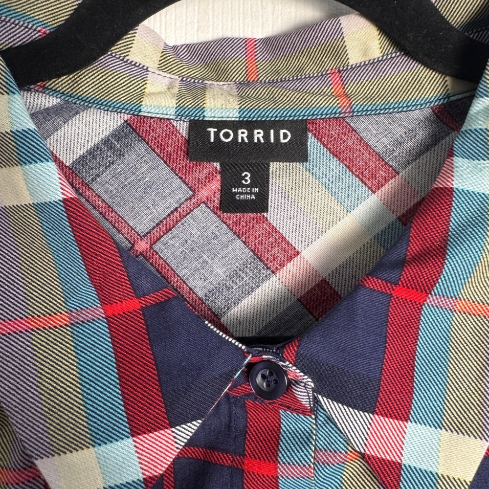 Torrid Navy and Red Plaid Midi Dress - Picture 2 of 4